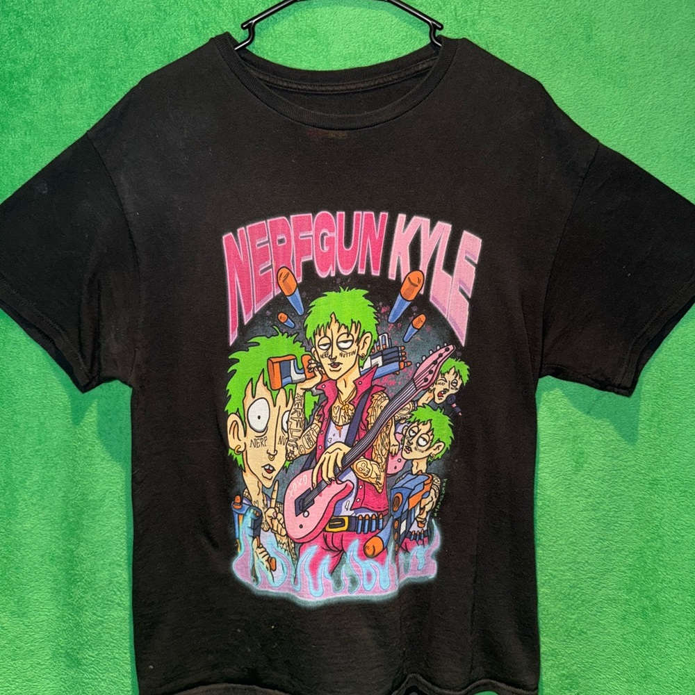 Black Short Sleeve Tee with Colorful Graphic Design